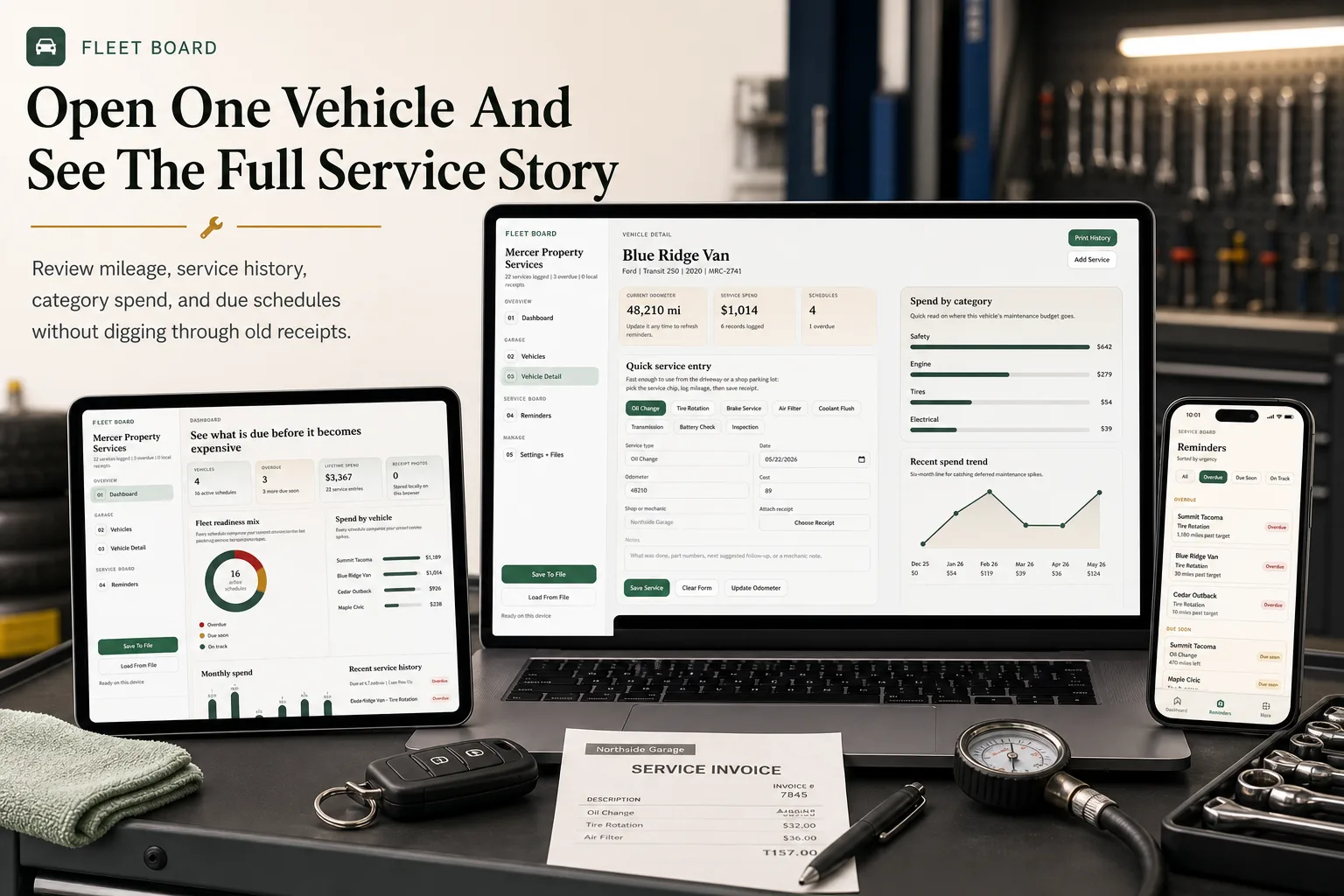 Car Maintenance Fleet Tracker App screen 1