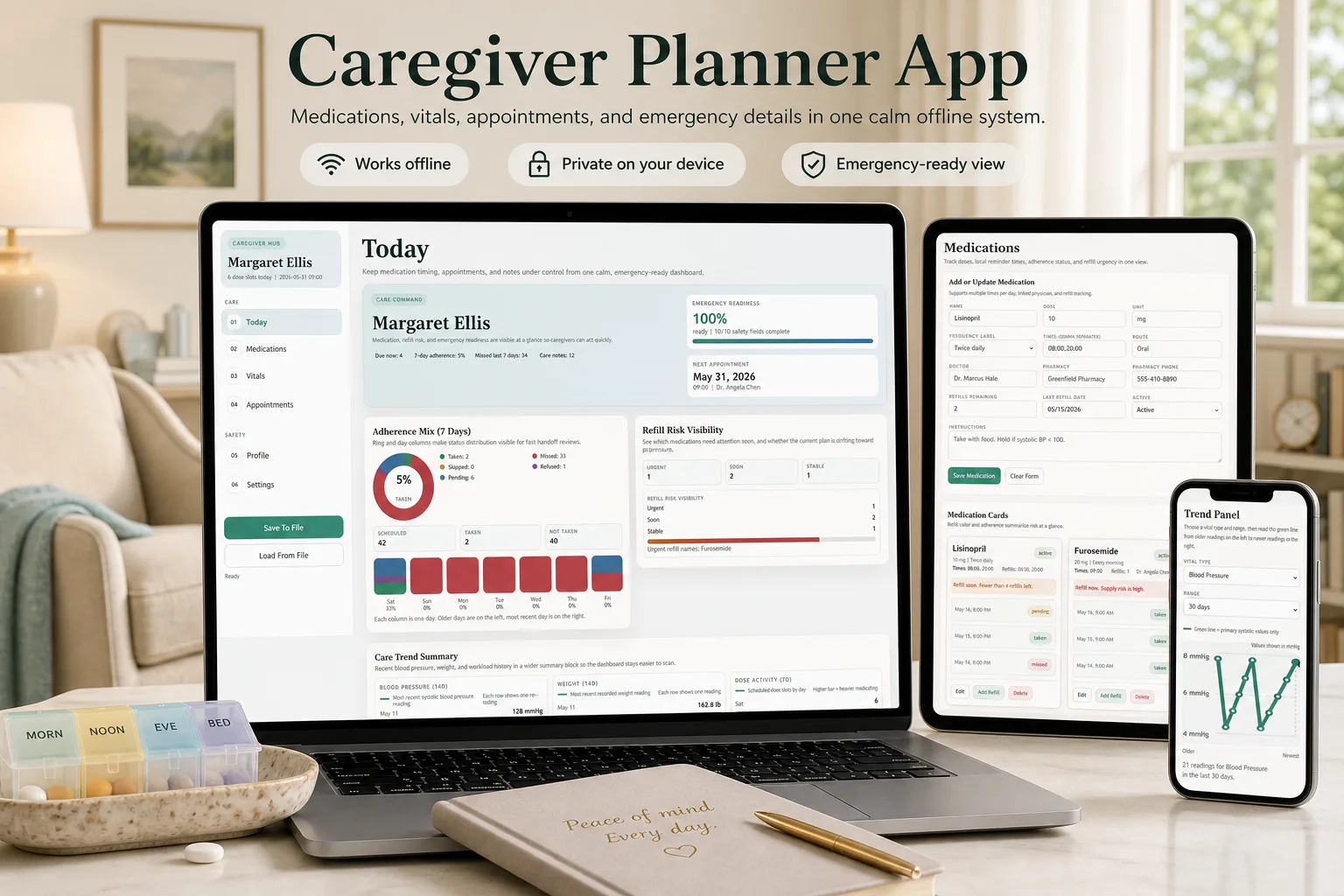 Caregiver Elder Care Planner App product preview