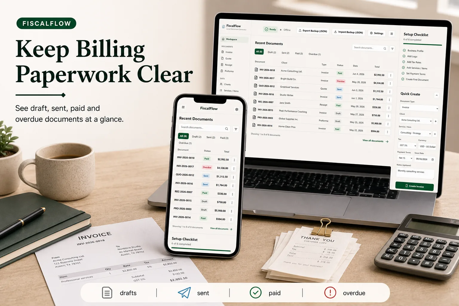 FiscalFlow Invoice & Document App screen 2