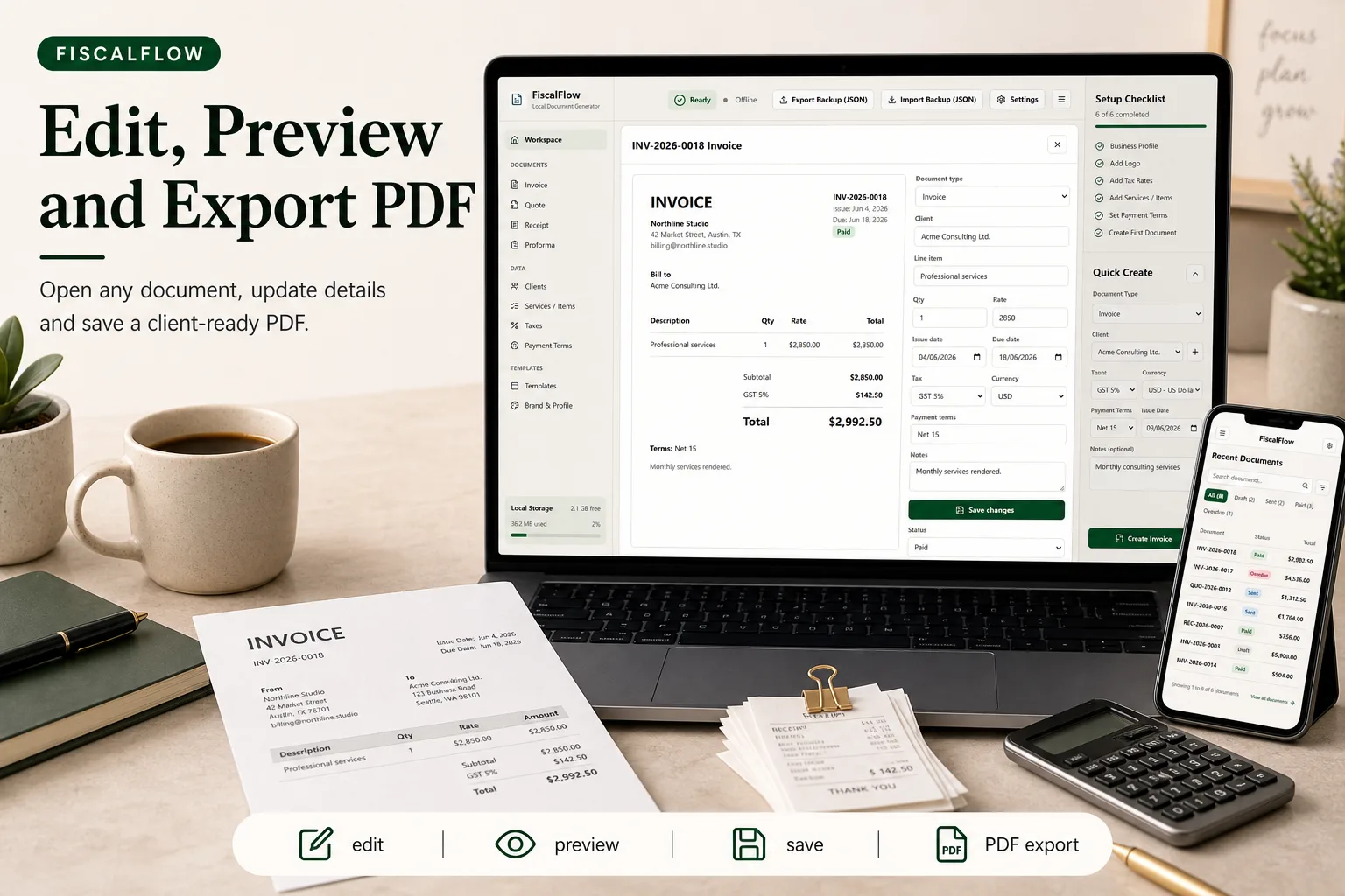 FiscalFlow Invoice & Document App screen 3
