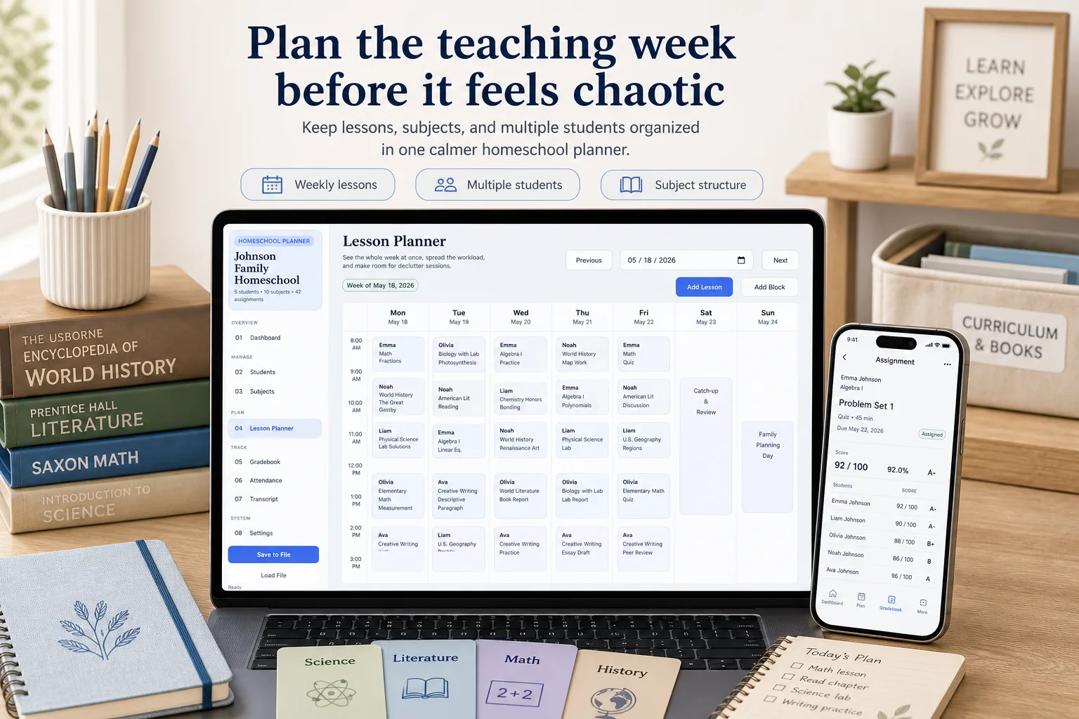 Homeschool Planner App screen 2