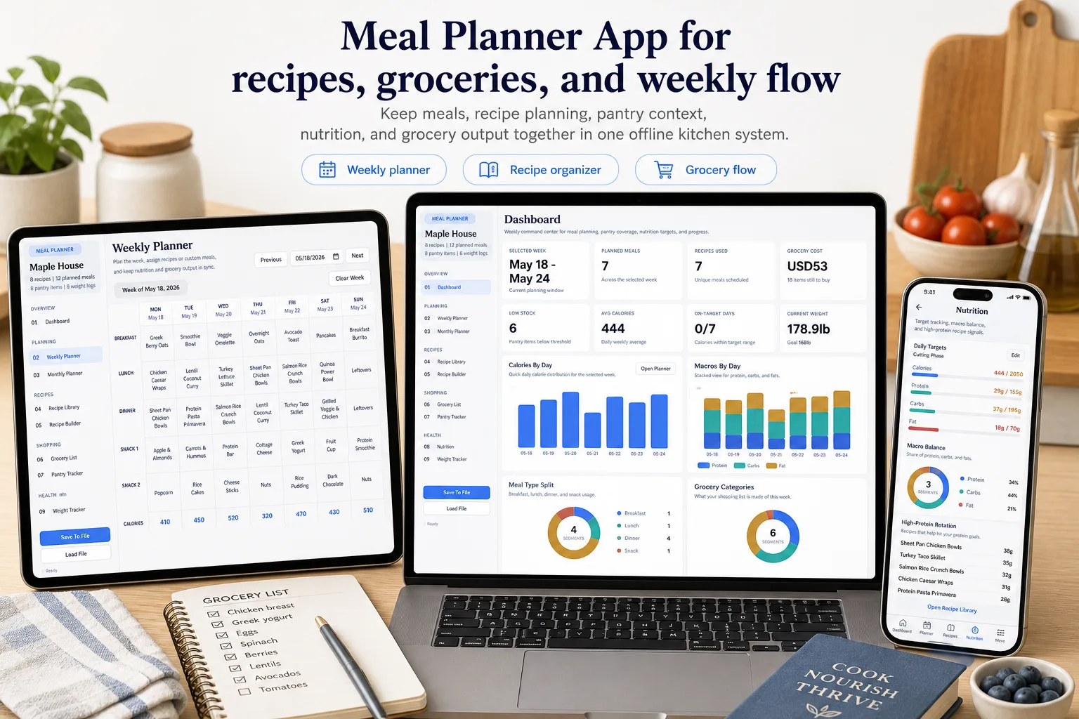 Meal Planner Recipe Organizer App product preview