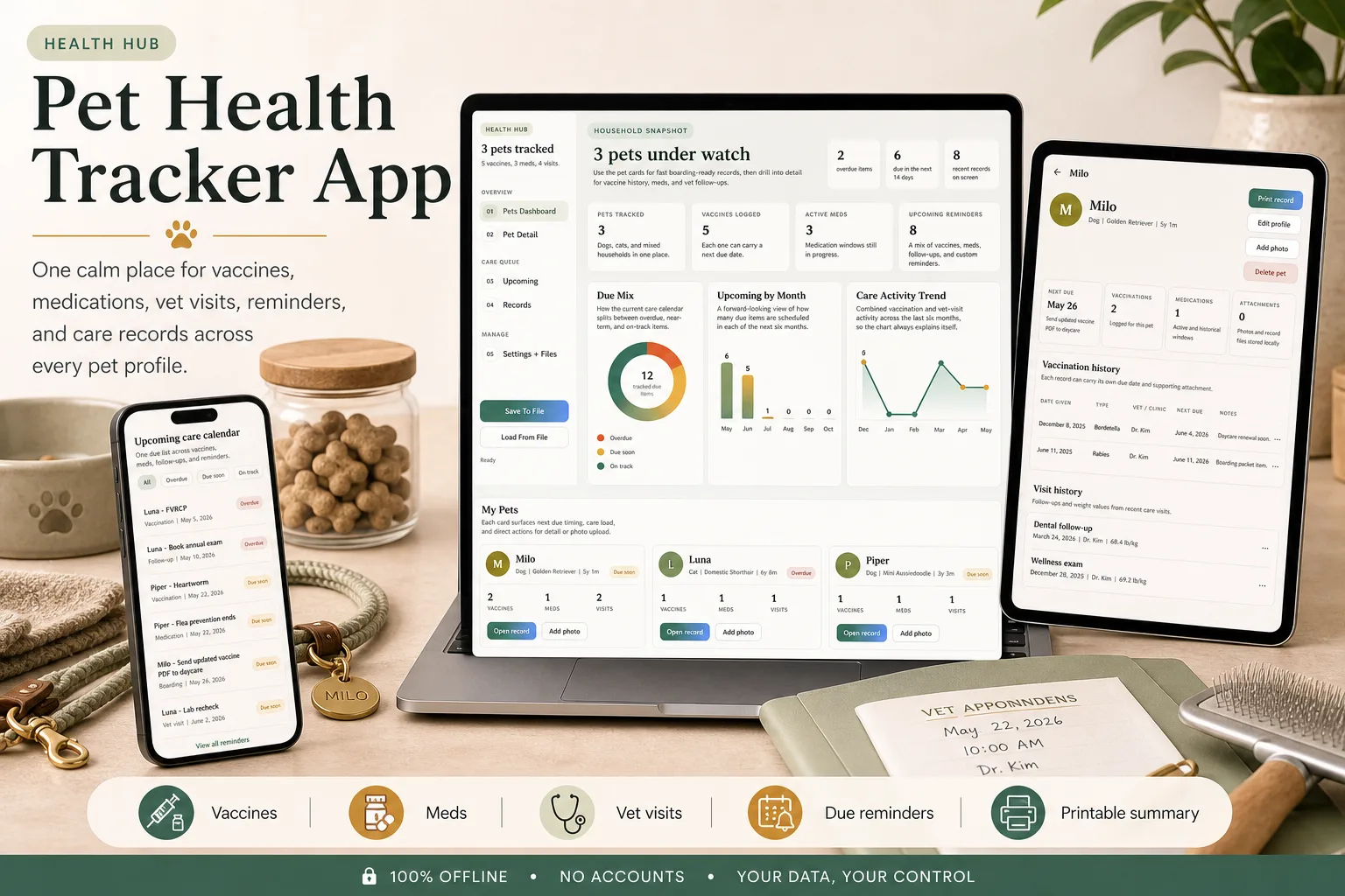 Pet Health Vaccination Tracker App product preview