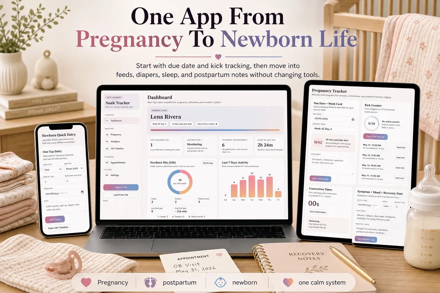 Pregnancy Postpartum Newborn Tracker App screen 3