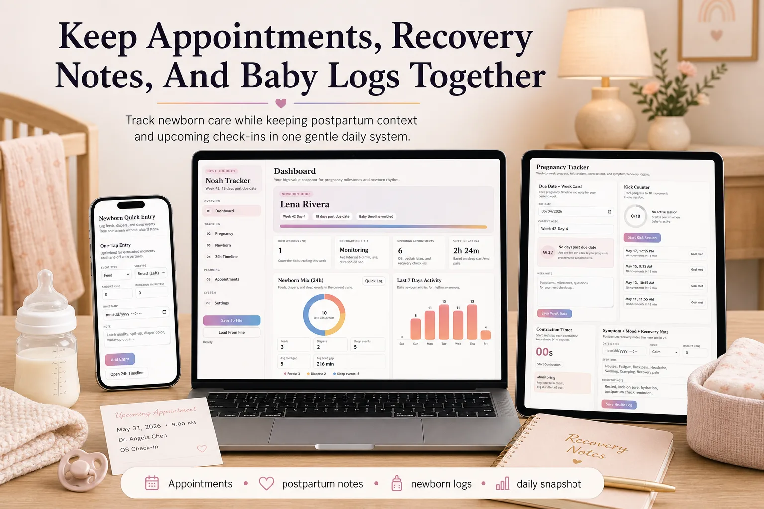 Pregnancy Postpartum Newborn Tracker App screen 4