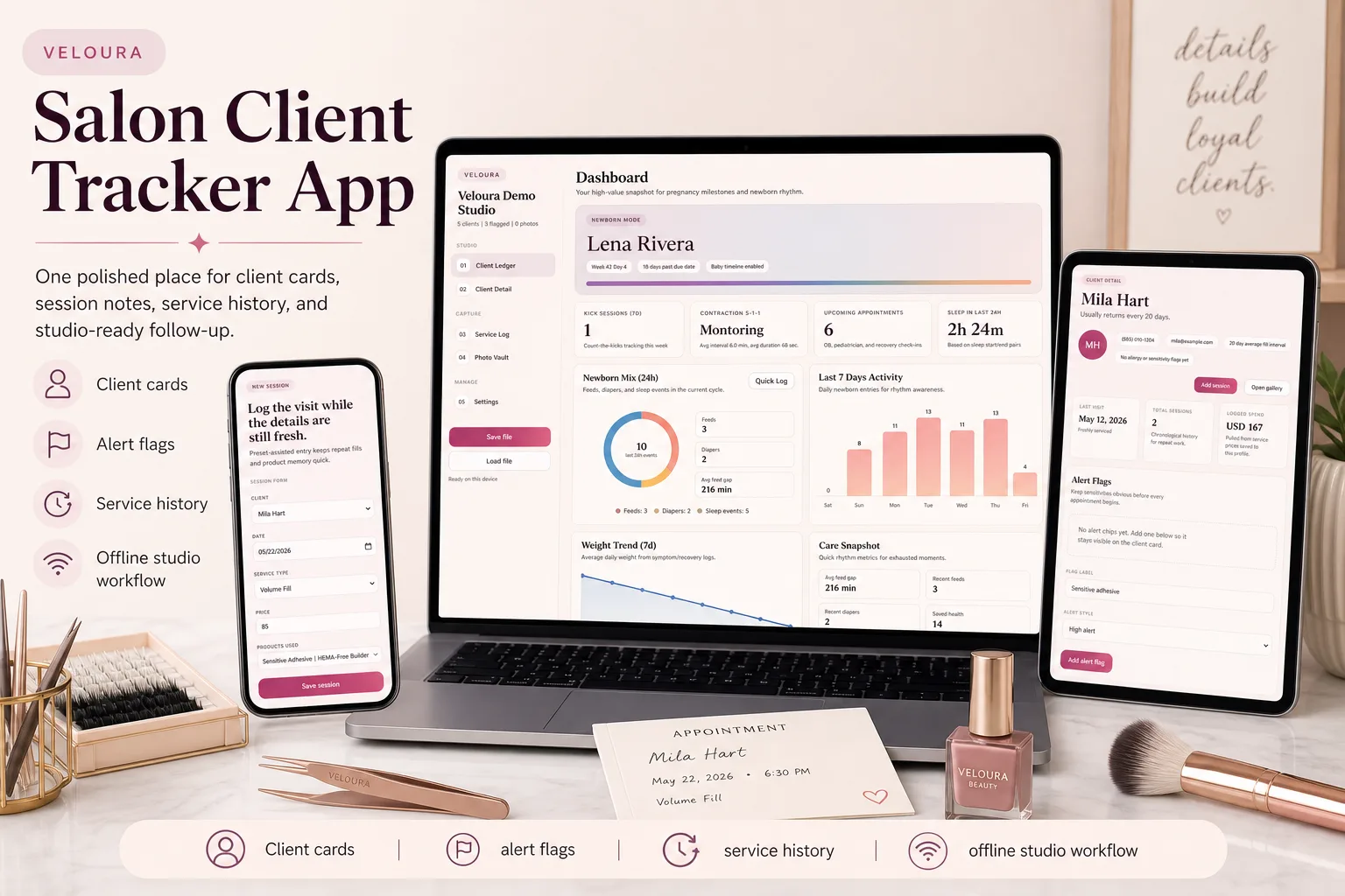 Salon Lash Nail Client Tracker App product preview