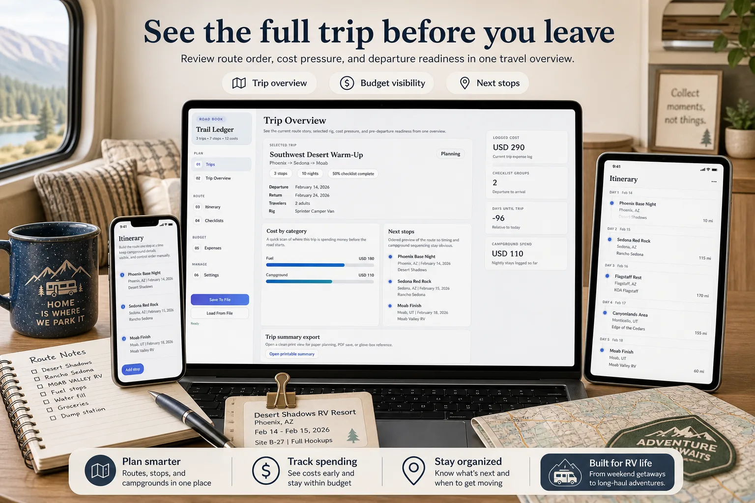 Travel RV Trip Planner App screen 1